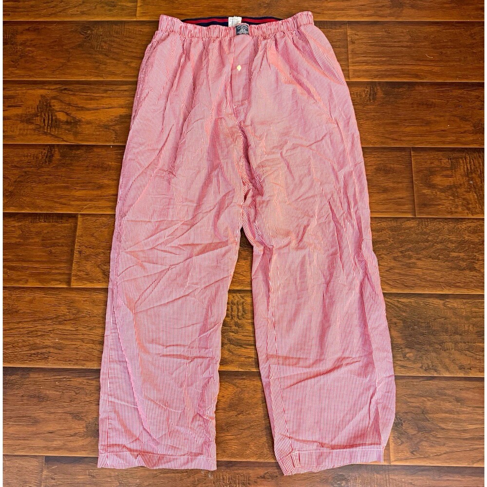 Polo Ralph Lauren Men’s L Pajama Pants Red White Check 100% Cotton Logo Boxer